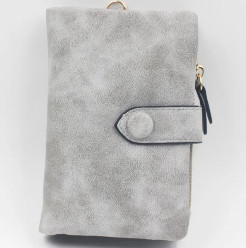 Frosted Purse Female Short Section Korean Student Cute More Card Lady Wallet Female - Gray
