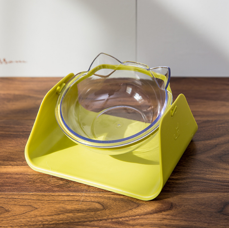 Yellow sloping cat bowl