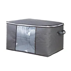 Large Quilt Bag Storage Bag Clothing Storage Box Moving Artifact Non-woven Finishing Dustproof Storage Bag - Cross Section Gray 12Pcs - View 1