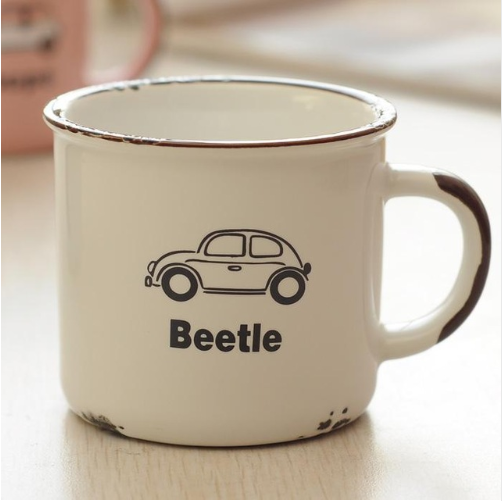 Hot Sale Enamel Mug Cute Car Tea Mug Novelty Outdoor Mug Travel Coffee cup
