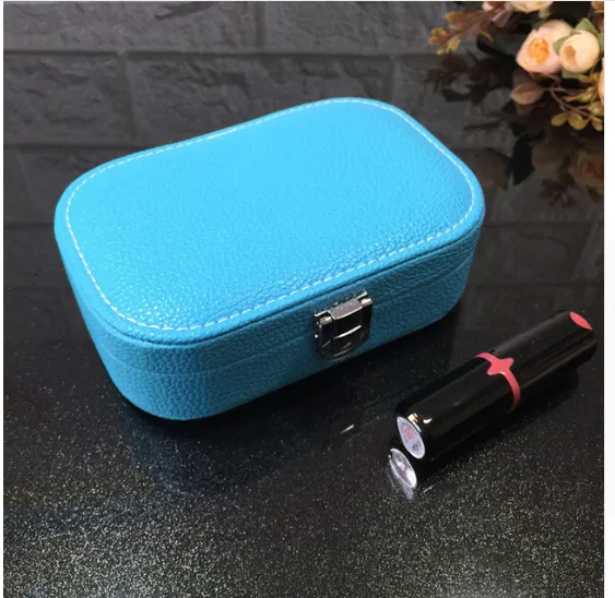 Cosmetic storage box with zipper travel portable jewelry box Blue - Shop at LoveMi