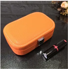 Cosmetic storage box with zipper travel portable jewelry box - Orange - View 1