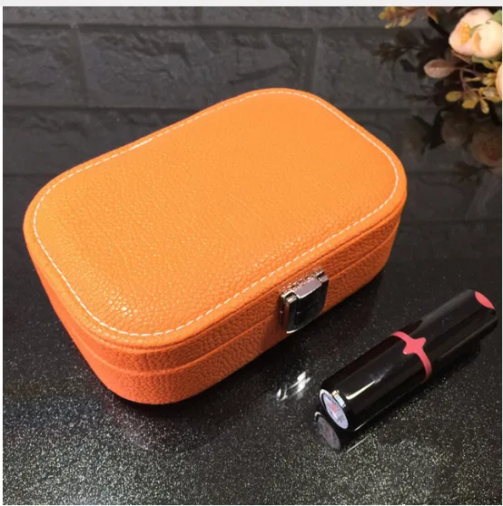 Cosmetic storage box with zipper travel portable jewelry box Orange - Shop at LoveMi