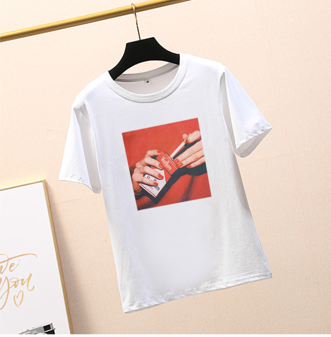 Yoga pants wholesale summer blouse sets of women's new loose cartoon finger print short-sleeved t-shirt a generation