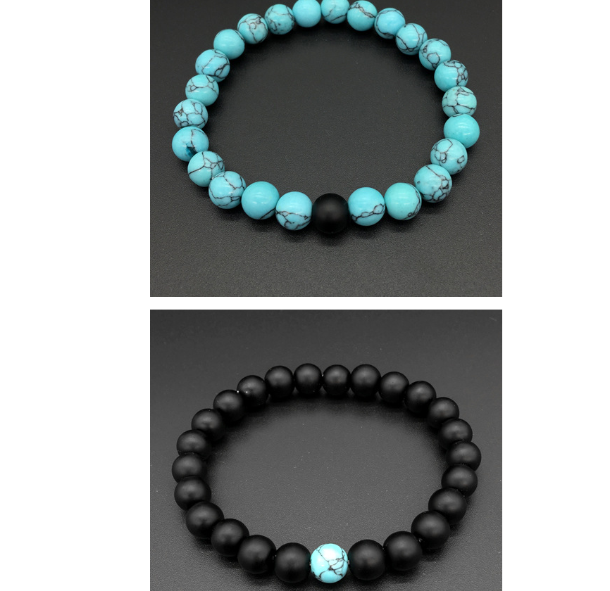 Frosted Shilan Turquoise 8mm Set Couple Bracelet