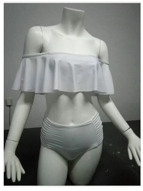 New High Waist One Shoulder Split Bikini Swimsuit Ladies Braided Swimsuit White - Shop at LoveMi