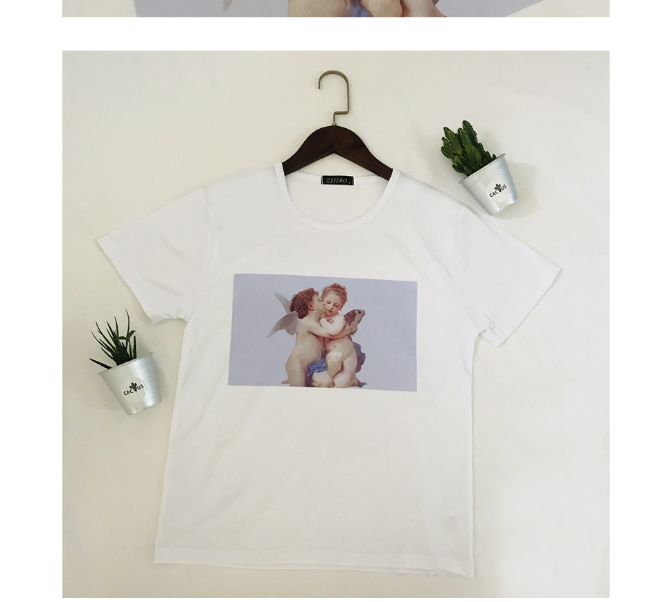 Angel Rome sacred cute large size casual female summer short-sleeved bf Harajuku cartoon women's short-sleeved single