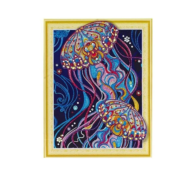 Diamond Painting Kit 3D Embroidery 5D Colorful Jellyfish 40×50Cm - Shop at LoveMi