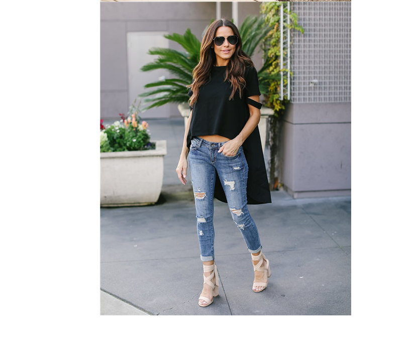 Summer explosion models slim short before long sleeves hanging women's t-shirt