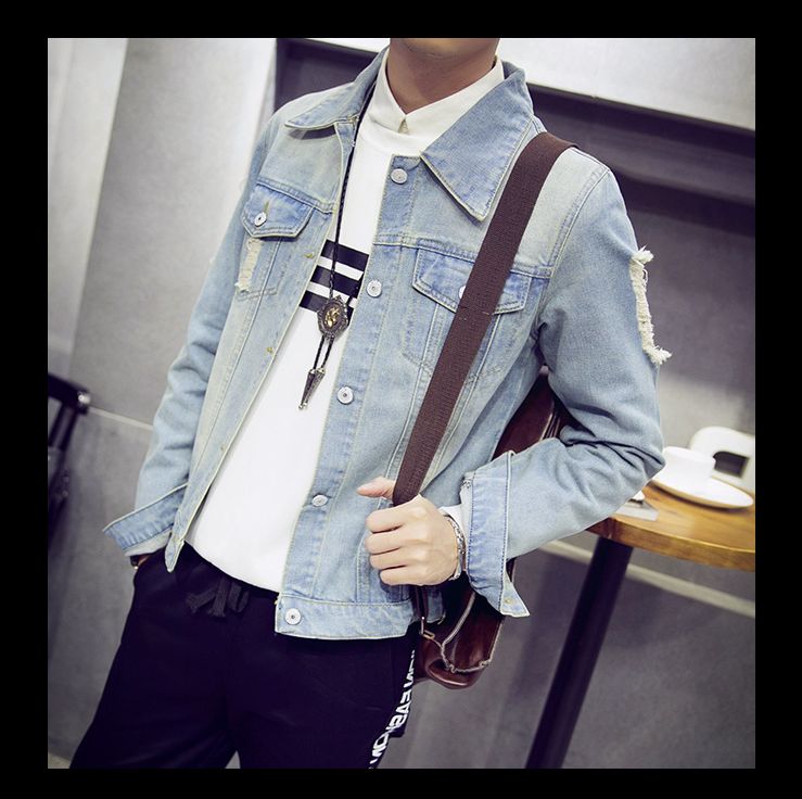Autumn new men's denim jacket Korean version of the trend of Slim handsome student casual denim jacket