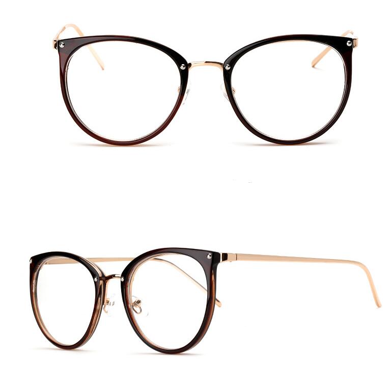 Gold wire round glasses frame female retro flat glasses eye frame frame - Image 4