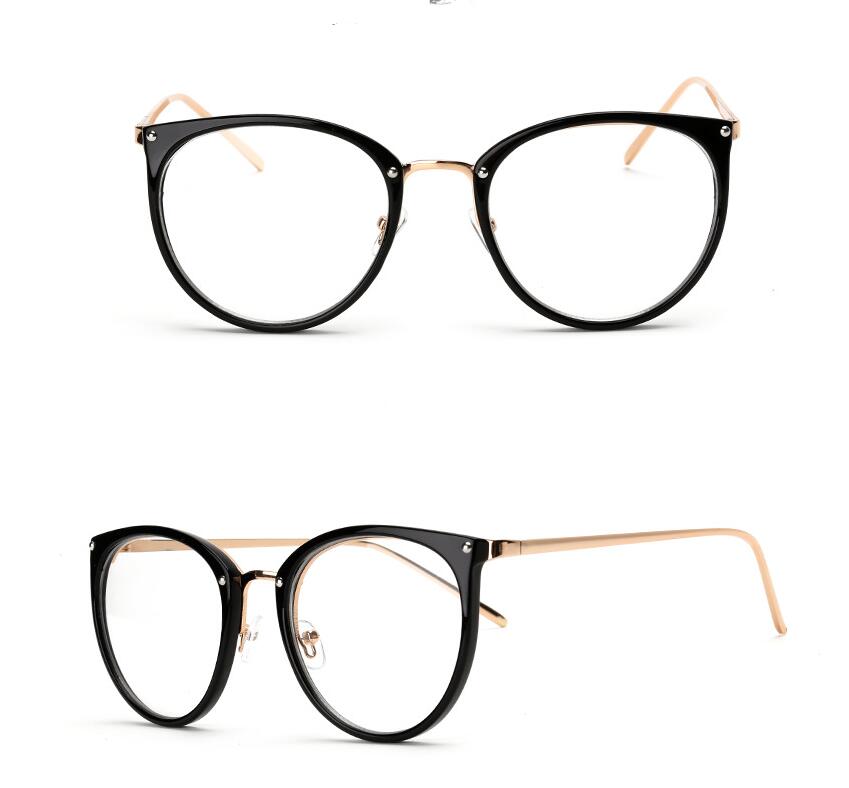 Gold wire round glasses frame female retro flat glasses eye frame frame - Image 2