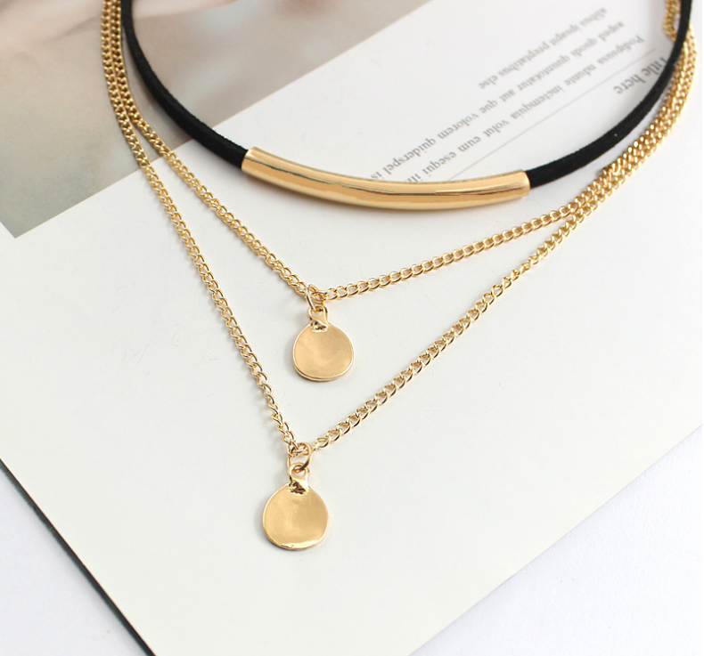 Multi-layer shell pendant necklace clavicle chain