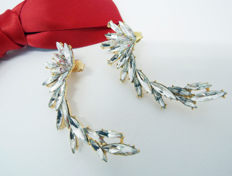 Fashion full diamond gem earrings ear clip earrings