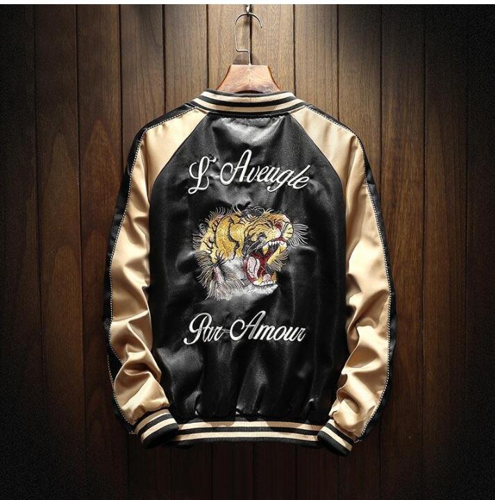 Autumn and winter men's national tide wholesale European and American fashion embroidery tiger jacket jacket tide brand