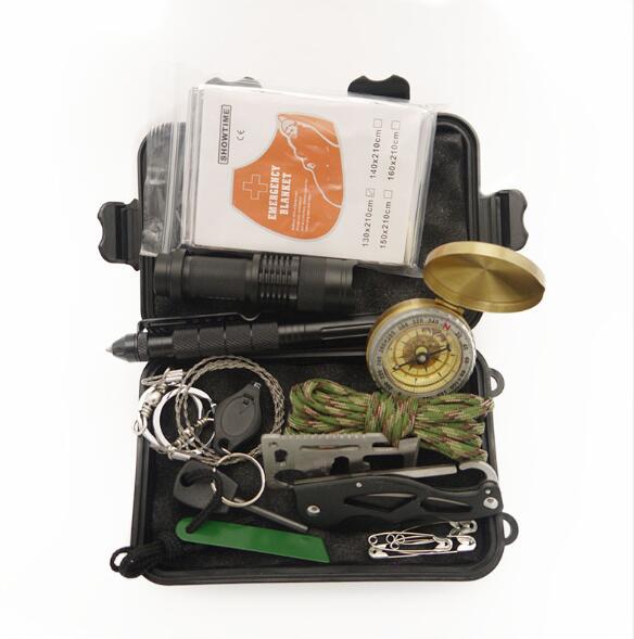 Multifunctional wild survival first aid kit SOS equipment adventure survival kit 9