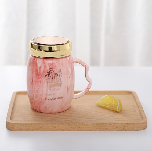 Marbling Mug Four Design Ceramic Cup With A Lid Cold Heat Office Home Milk Glass Drinkware Personality Creative Handle