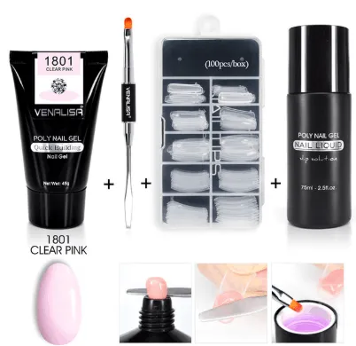 Venalisa Poly Nail Gel Kit Nail Fesign Builder Nail Gel Acrylic Transparent Crystal Coumuflage Set Nail Extend Jelly Gel Polish 1801 Style - Shop at LoveMi