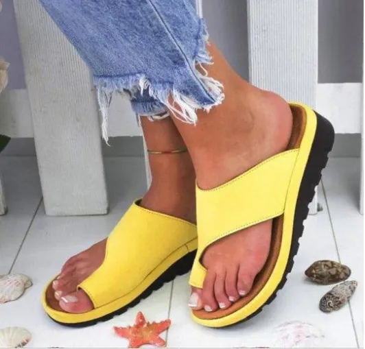 Summer Slippers Shoes For Women Flip Flops Non-Slip Sandals Platform Beach Shoes - Yellow