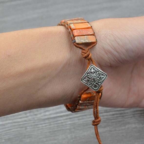 Leather beaded emperor stone fashion wild bracelet