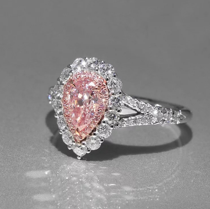 Simulation   Diamond Group Set With Teardrop Shaped Wedding Proposal Diamond Ring Cute Wind Ring