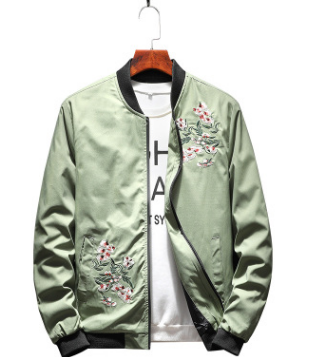 Spring and autumn thin men's baseball collar embroidered jacket Slim wild casual fashion jacket men