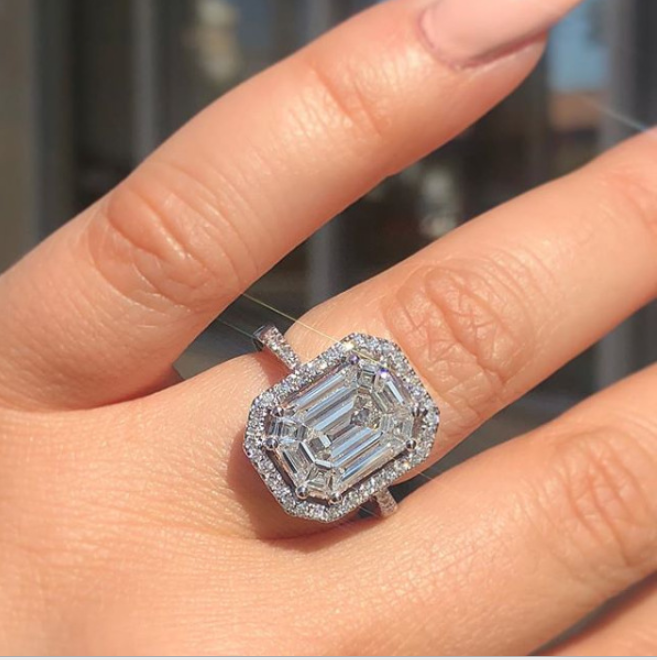 Factory Direct Cross-border Exclusive Jewelry Super Square Diamond Zircon Ring Ins Net Red Explosion Hand Jewelry