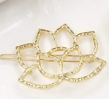 Heart like lotus metal lotus shape retro hair clip Gold - Shop at LoveMi