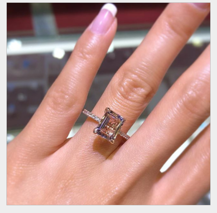 Europe and the United States new hot sale network red jewelry ins explosions accessories rose gold inlaid champagne imitation diamond ring