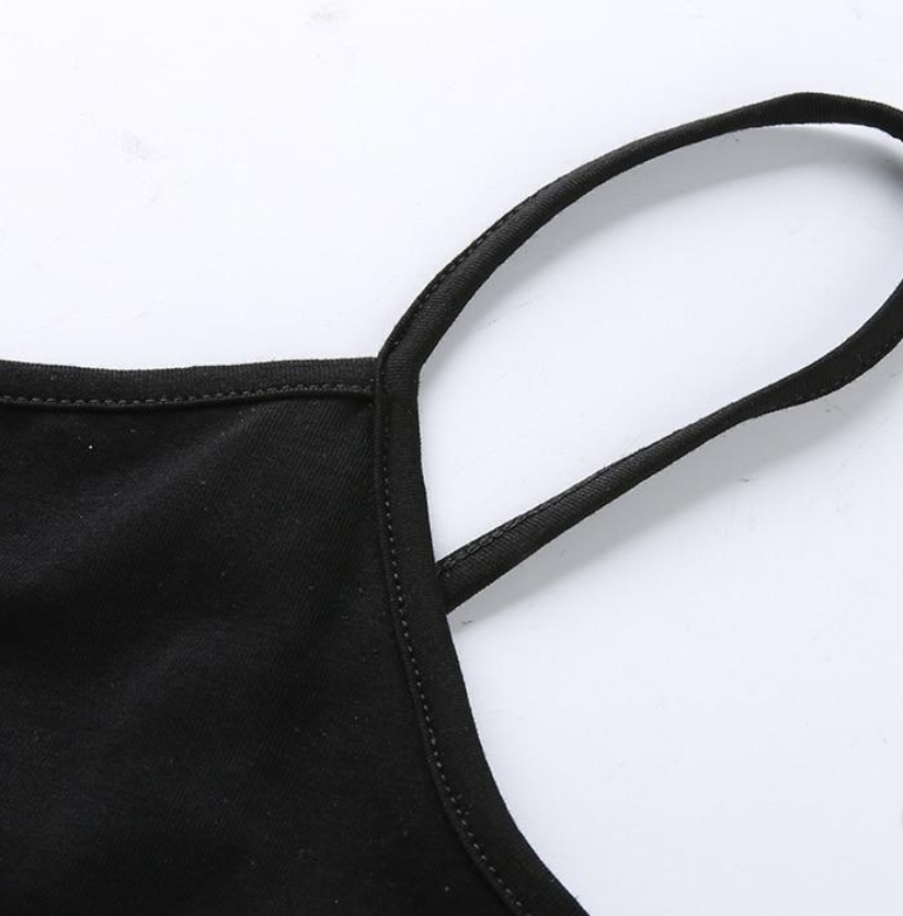 Rose embroidered short cropped navel slim vest