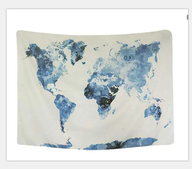 Blue map tapestry INS hang cloth rental room bedroom background decorative cloth 150X230Cm - Shop at LoveMi