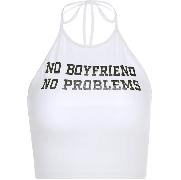 Letter printed simple versatile tie halter vest