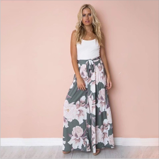 2021Ebay Amazon AliExpress Explosion models European and American women's high waist loose printed casual wide leg pants