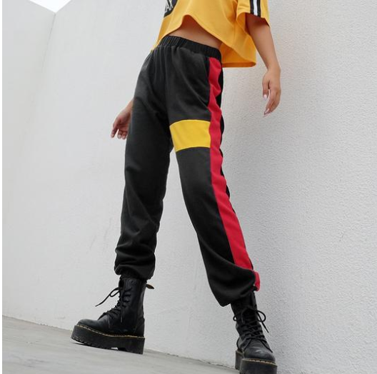 Sports casual pants women summer new women's color mosaic stitching star with loose pants women