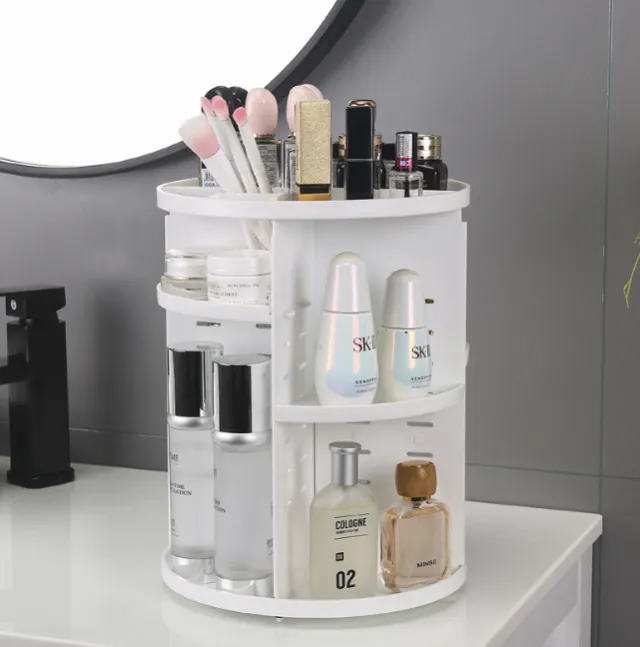 360 degree rotating acrylic cosmetic storage box White A - Shop at LoveMi