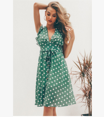 New women's shirt European and American Amazon polka dot dress