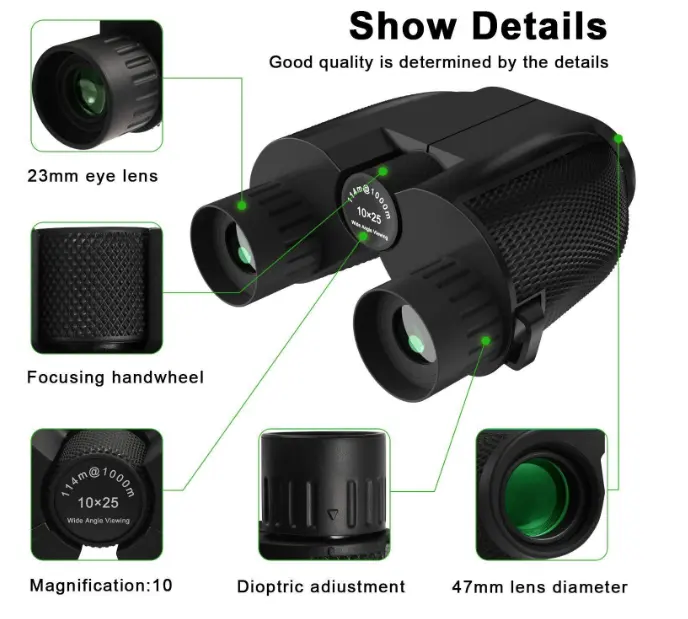 Outdoor binoculars 10x25 small Paul High-definition mini