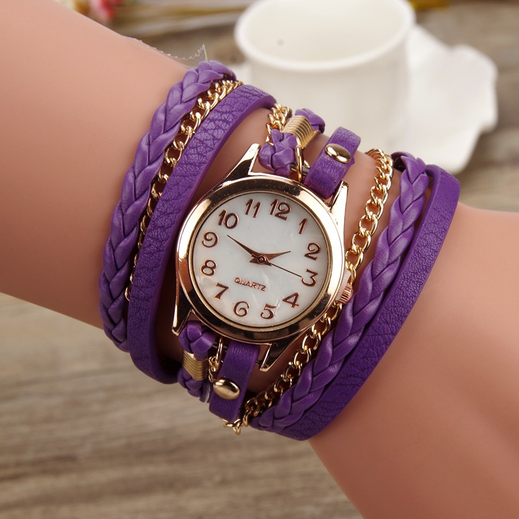 PU leather winding bracelet watch rope table