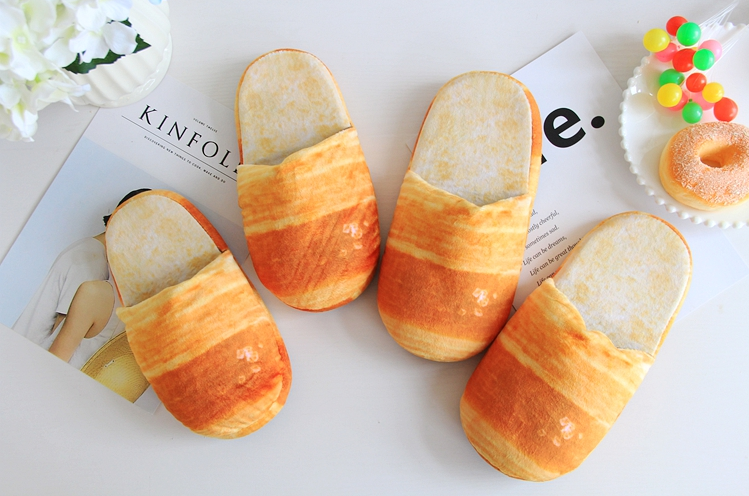 Simulated Bread Home Slippers Indoor Lovers Floor Protection Slippers Cotton Slippers for Men and Women in Autumn and Winter