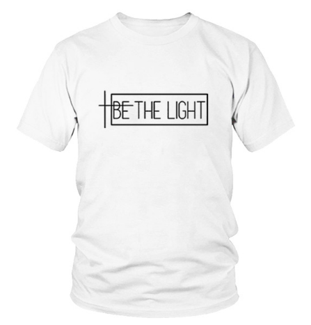 speed sell Amazon summer BE THE LIGHT letter print short-sleeved T-shirt men and women casual tops