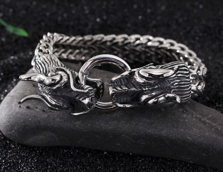 Men's Domineering Double Dragon Bracelet