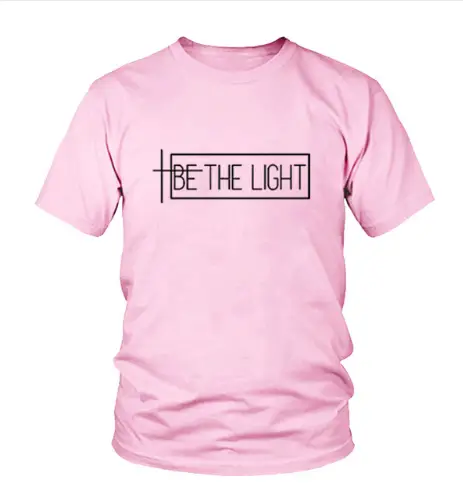 speed sell Amazon summer BE THE LIGHT letter print short-sleeved T-shirt men and women casual tops