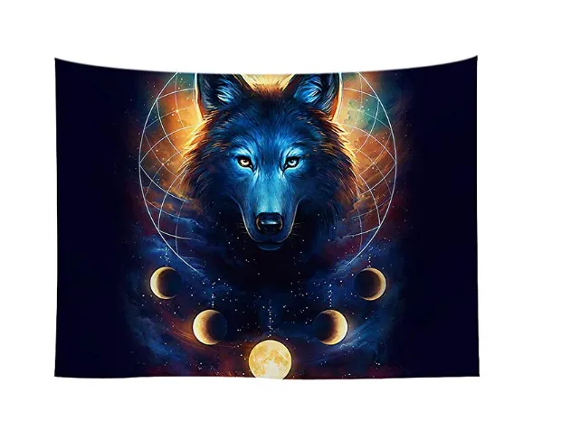 Nordic dilapidated wind animal wolf background cloth ins hang cloth background wall home tapestry living room wallet bed decoration 150X230 - Shop at LoveMi