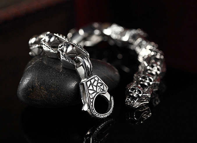 European and American personality domineering titanium steel casting bracelet Ghost head bracelet