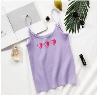 Love Embroidered Slim Cute Camisole Women's Knit Bottoming Top
