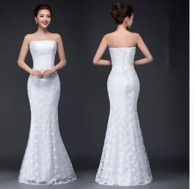 Long dress fuchsia and white lace trailing sexy bride wedding dress White - Shop at LoveMi