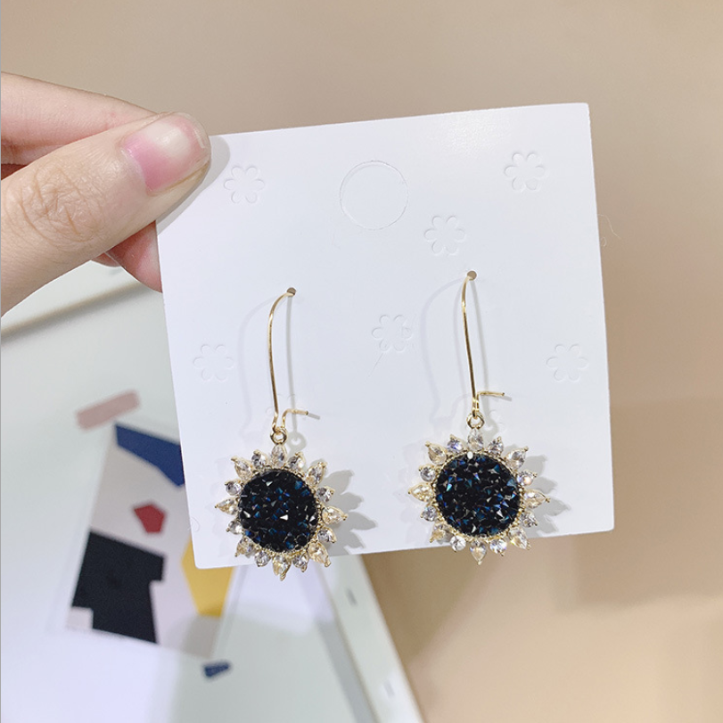 Korea sweet temperament crystal sun flower ear hook cute snowman Christmas tree snowflake pearl earrings earrings 5595