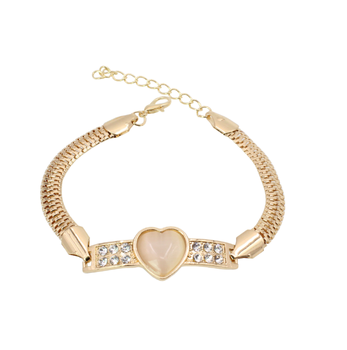 Popular diamond-studded cat's eye peach heart love bracelet bracelet