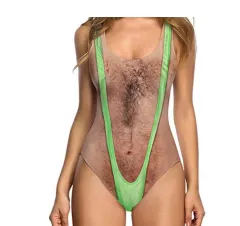 DCross-border New European And American Ladiesskin Chest Hair One-piece Swimsuit Color Bikini Bikini Swimsuit - Strap - View 1