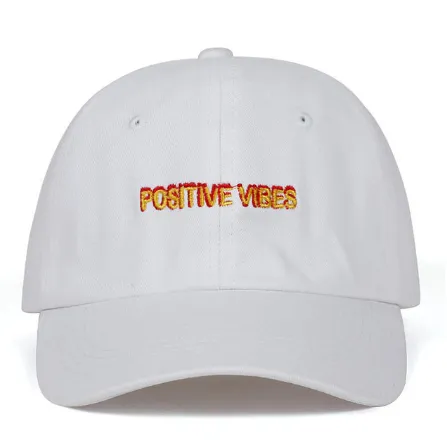 New Positive Vibes Cotton Embroidery Baseballcap Men Women - White
